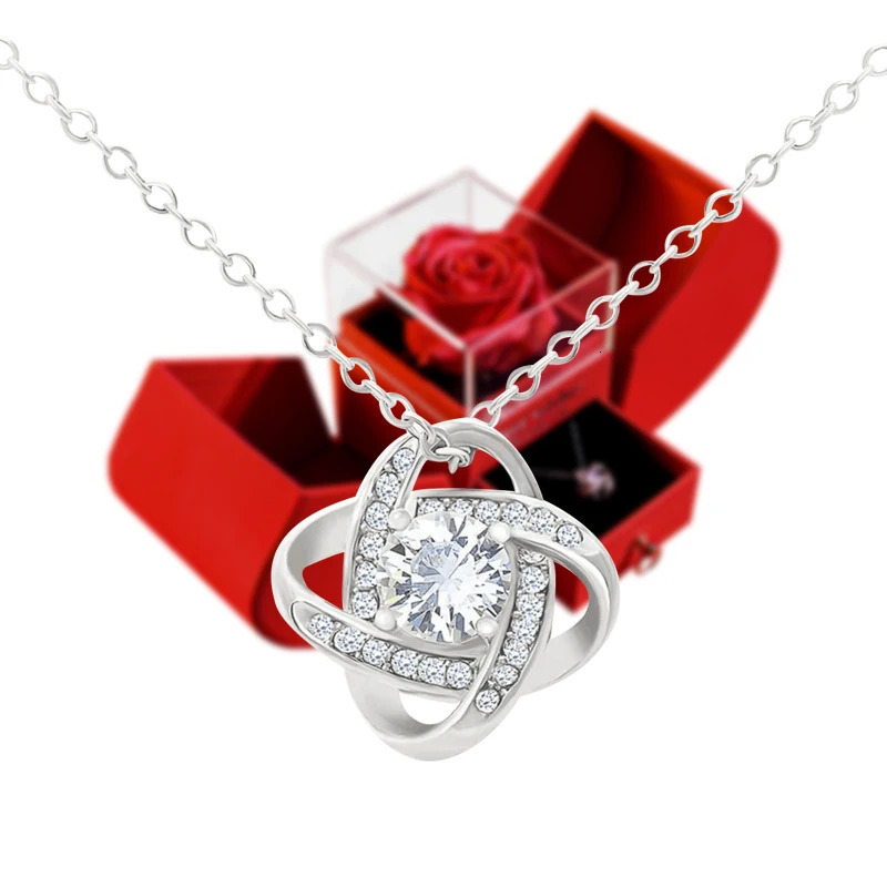Valentines Day Jewelry Pendant Necklace /w Soap Forever Rose Gift Box Mothers Day Necklace Jewelry Gifts for Girlfriend Women 250110