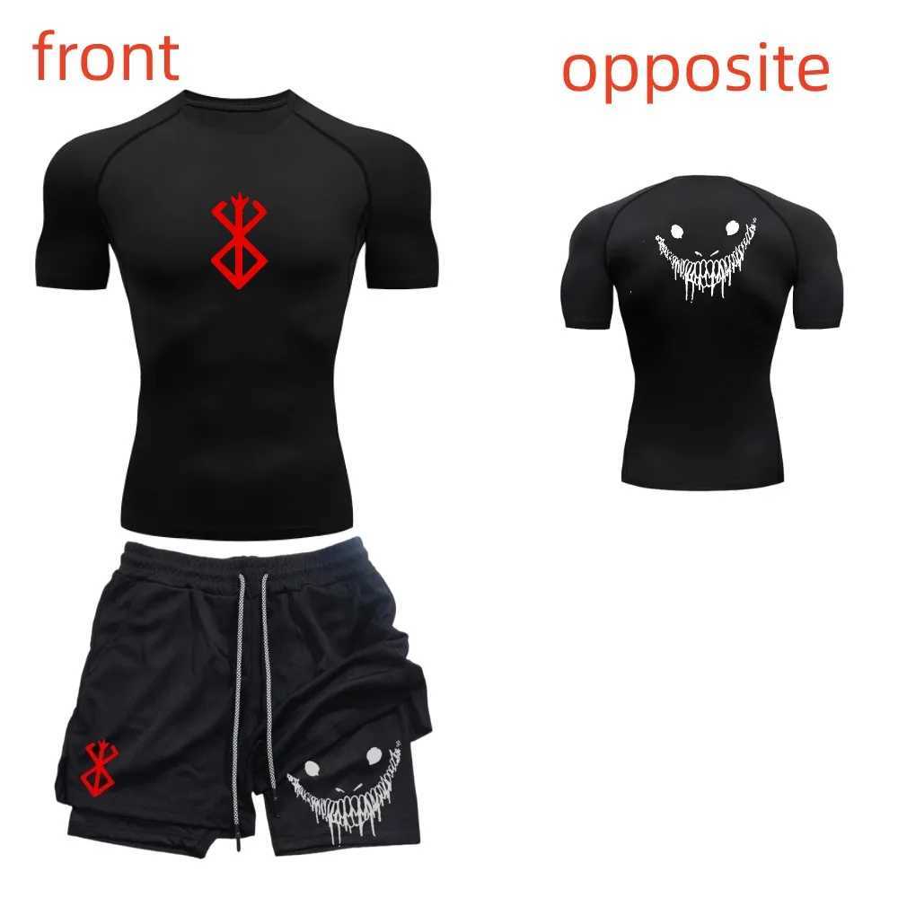 Mens fashionable casual fitness set gym quick drying sportswear shorts+shirt 2-piece set running training summer X250129