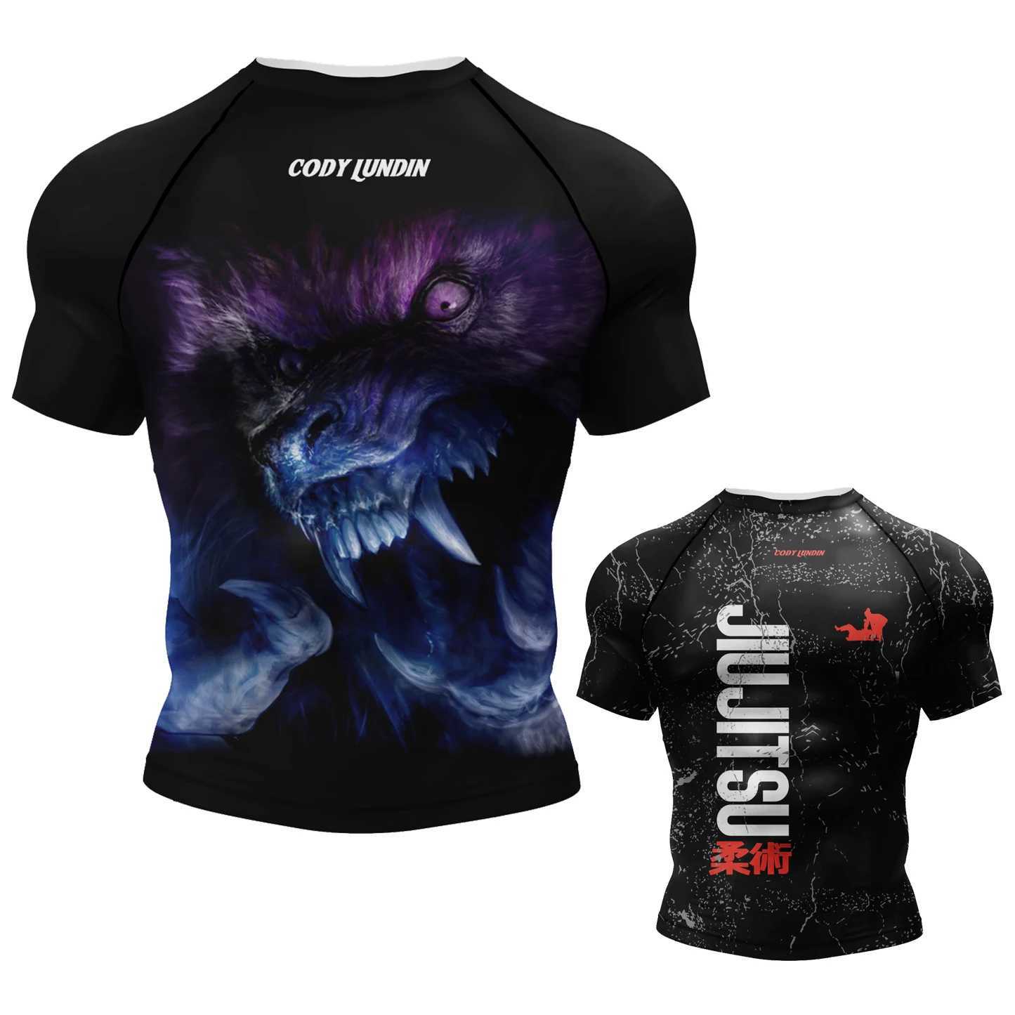 Hot sale Cody Lundin Durability MMA BJJ Rash Guard Tight Exercise Jogging T-Shirts+Pants 3D Print Compression Boxing Tracksuit X250129