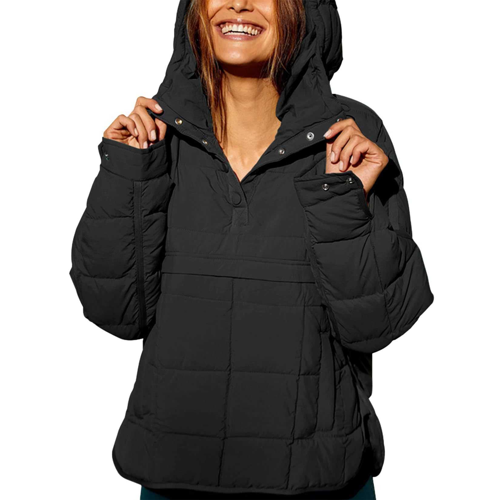 Autumn Winter Solid Color Hooded Cotton Jacket Foldable Fillet Head Pocket Long Sleeve Jacket for Women Womens Leather Womens Jacket 241209