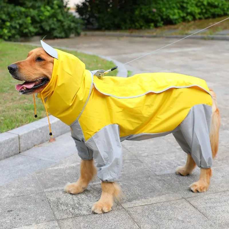 2024 Waterproof Large Dog Raincoat Clothes Outdoor Rain Coat Jacket Coat Blue Red Reflective strip Snow Dog Rain ClothesXJ250121