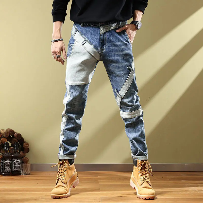 Jeans for Men Tapered Harem Mens Cowboy Pants Stylish Trousers Slim Fit Boot Cut y Casual Loose Stretch Harajuku Elastic Xs 250121
