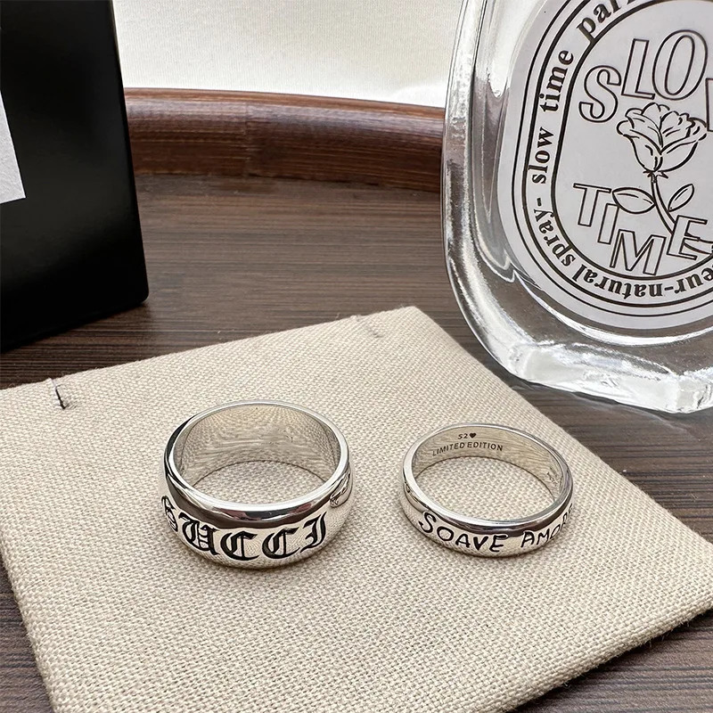 Classic retro trend 925 sterling silver couple ring for women fashion retro personality temperament atmospheric 250117
