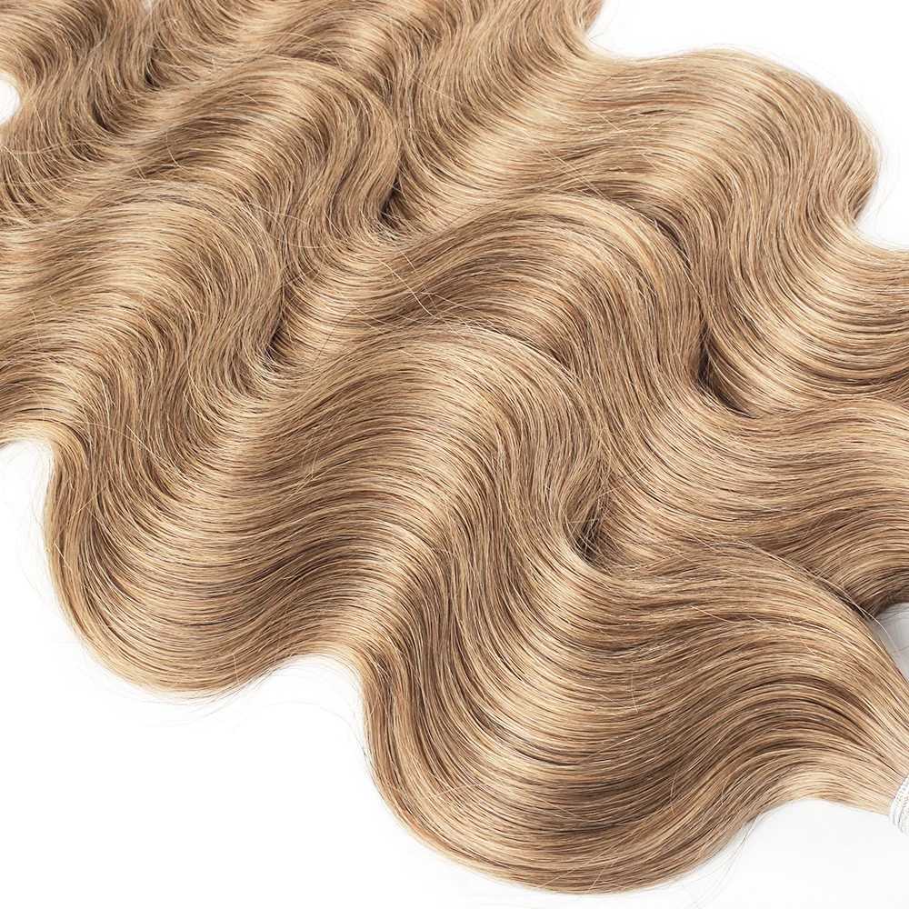 Body Wave Color 8 Ash Blonde 2/3/4 Bundles With 4x4 Clo Free Part Indian Remy Human Hair Weave Extension 95-100g/PC AlXJ250120