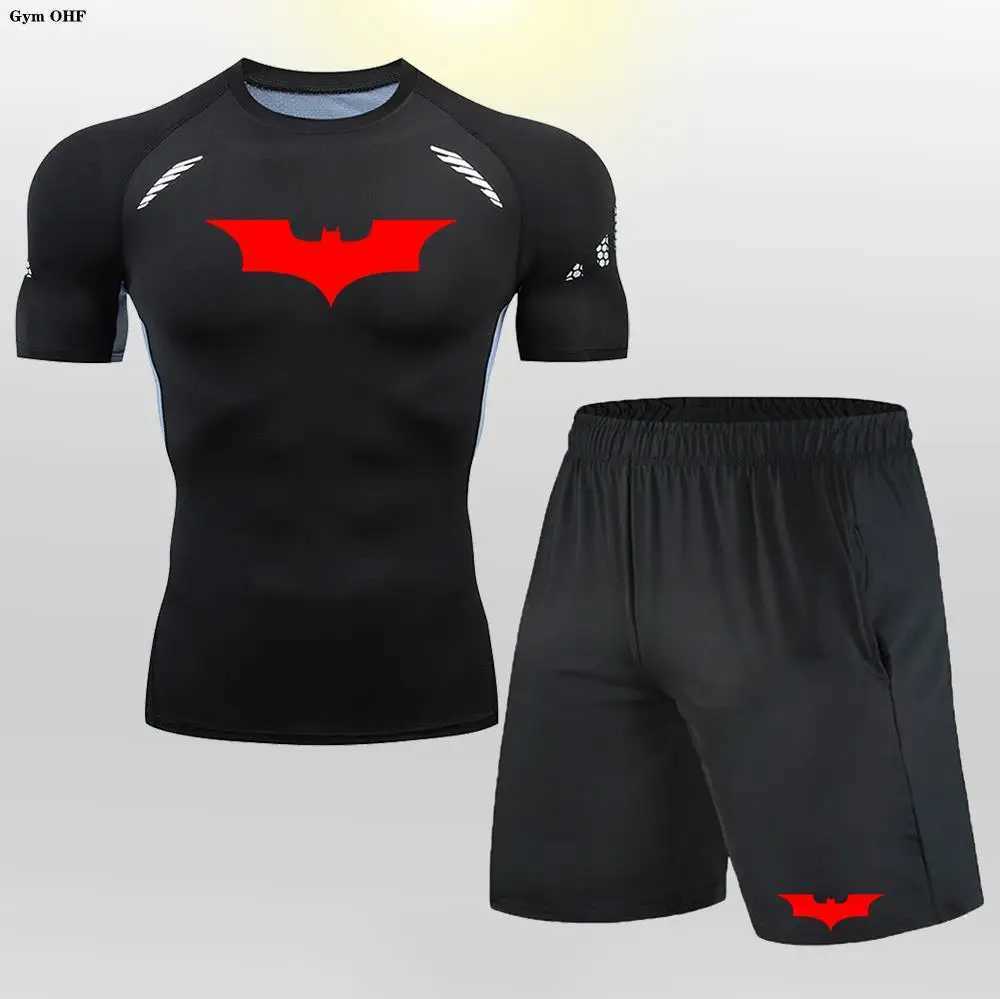 T-shirt shorts set mens track and field suit bat compression gym tight set exercise jogging top sportswear X250129