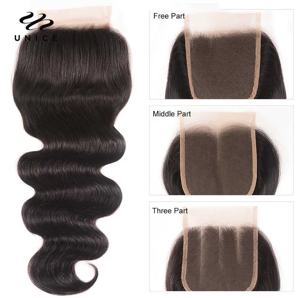 UNICE HAIR 4x4 Lace Clo With Malaysian Body Wave 3/4 Bundles with Lace Clos With Remy Hair Human Hair BundlesXJ250120