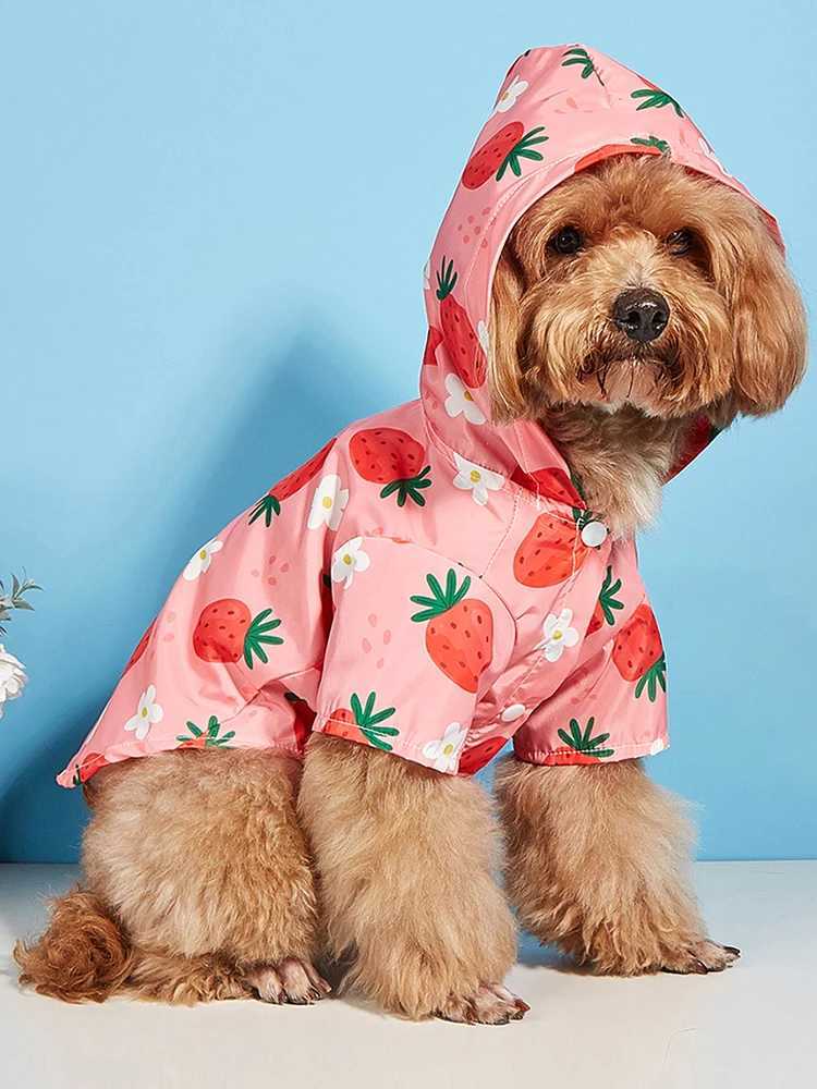 Cartoon Pet Dog Raincoat Waterproof Hooded Jumpsuit For Small Dogs Summer Outdoor Puppy Dog Rain Coat Jacket Pet Supplies XS-XLXJ250121
