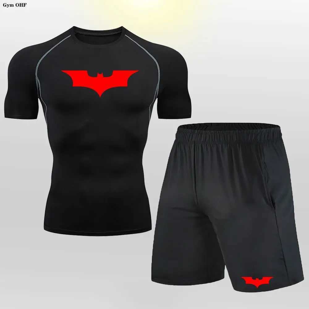 T-shirt shorts set mens track and field suit bat compression gym tight set exercise jogging top sportswear X250129