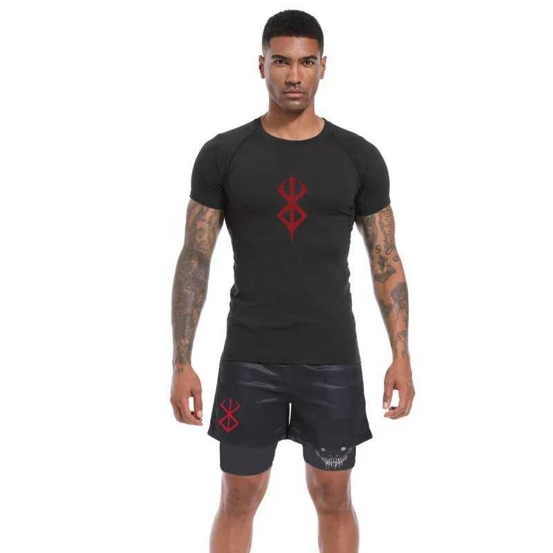 Sacrifice Anime Compression Sportswear Set Fitness Suit for Men Quick Dry Manga Compression Shirt+Gym Shorts 2PCS Running Workou X250129