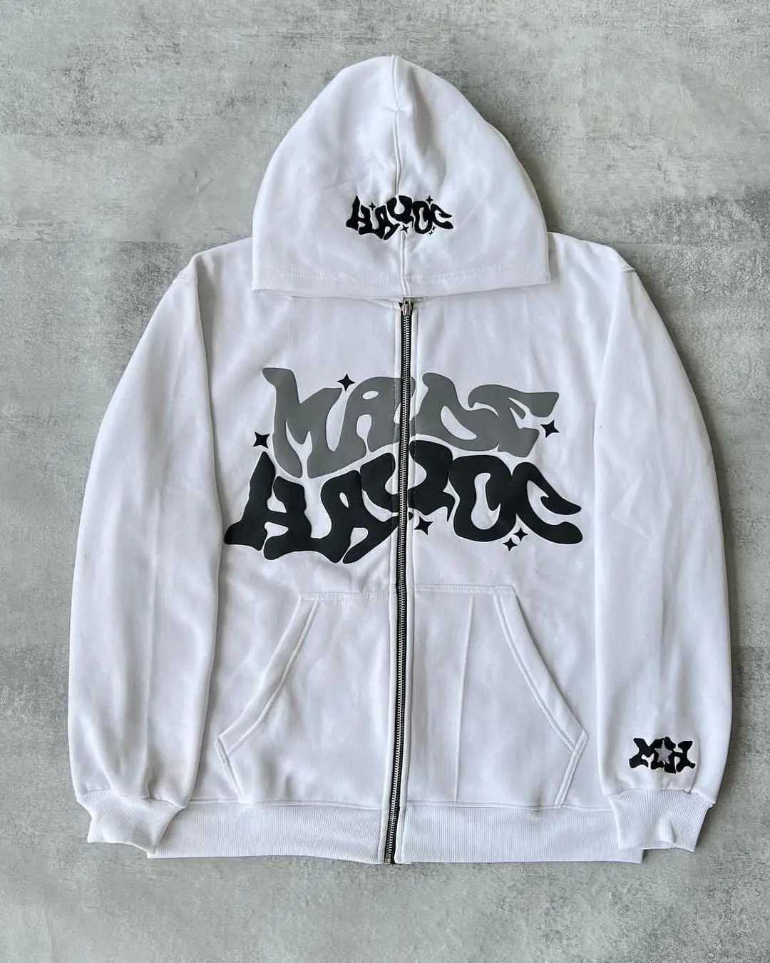 New American High Street Hip Hop Print Hoodie Mens Long Sleeve Letter Zip Sweatshirt Womens Oversized Mens Harajuku JacketXJ2500118