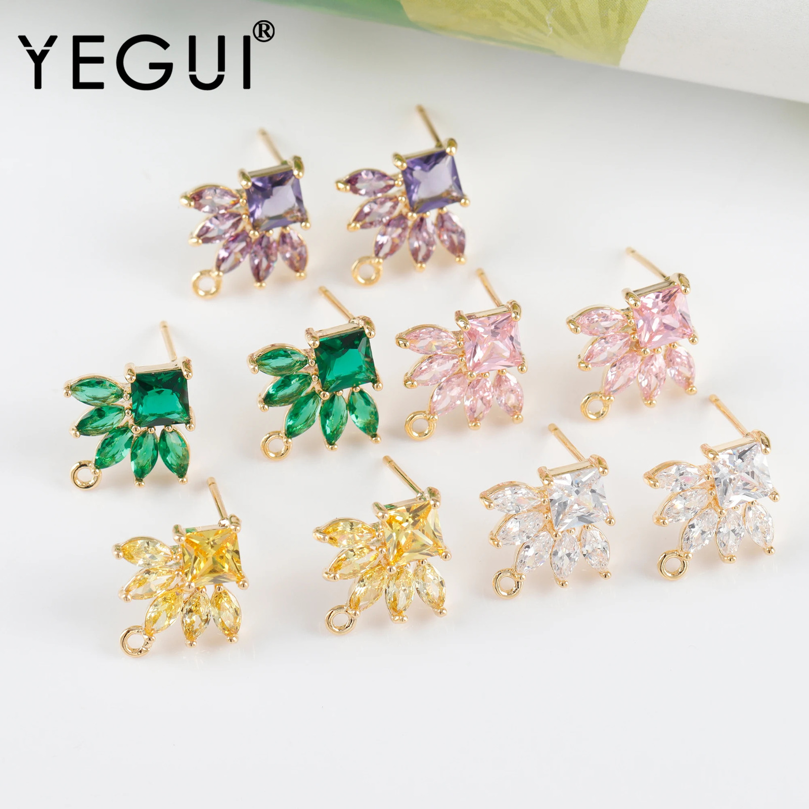 YEGUI M1123jewelry accessories18k gold platedcopper metalzirconscharmshand madediy earringsjewelry making10pcs/lot 250117