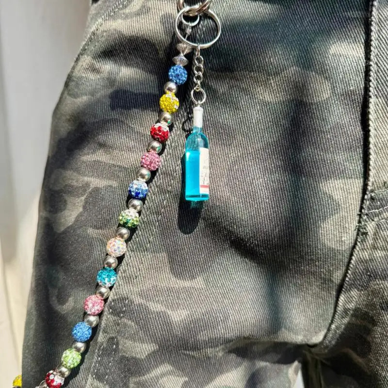 denim accessories multi color pants chain fashionable sparkling pearl mens and womens body decoration chain 250122