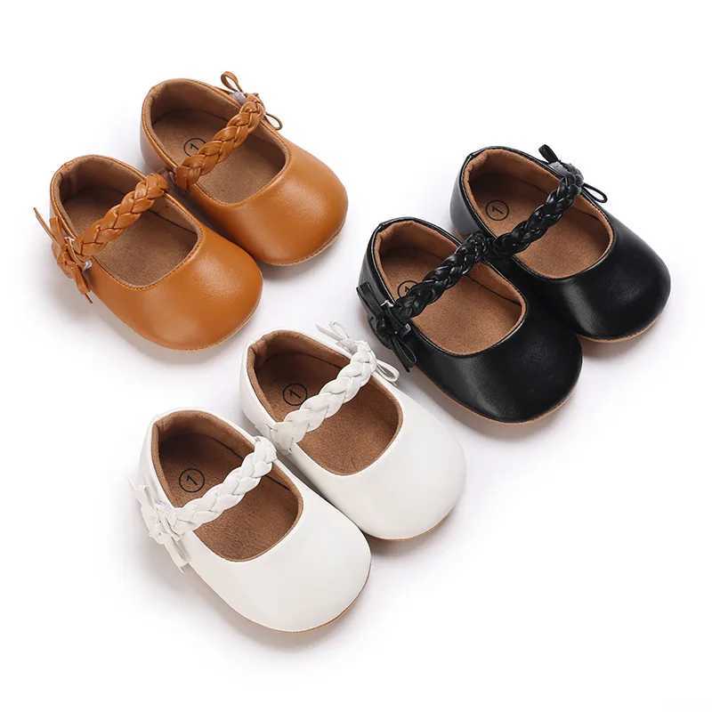 2024 Cute Baby Shoes Simple Bow Princess Shoes Baby Non slip Flat Bottom Baby Shoes Fashion Soft Bottom Pu Leather Baby Shoes X250129