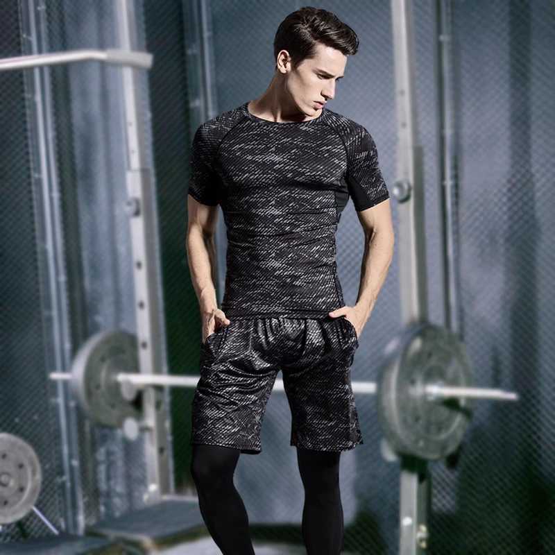 5 Pcs Mens Compression Set Running Tights Workout Fitness Training Tracksuit Short sleeve Shirts Sport Suit rashgard kit S-4XL X250129