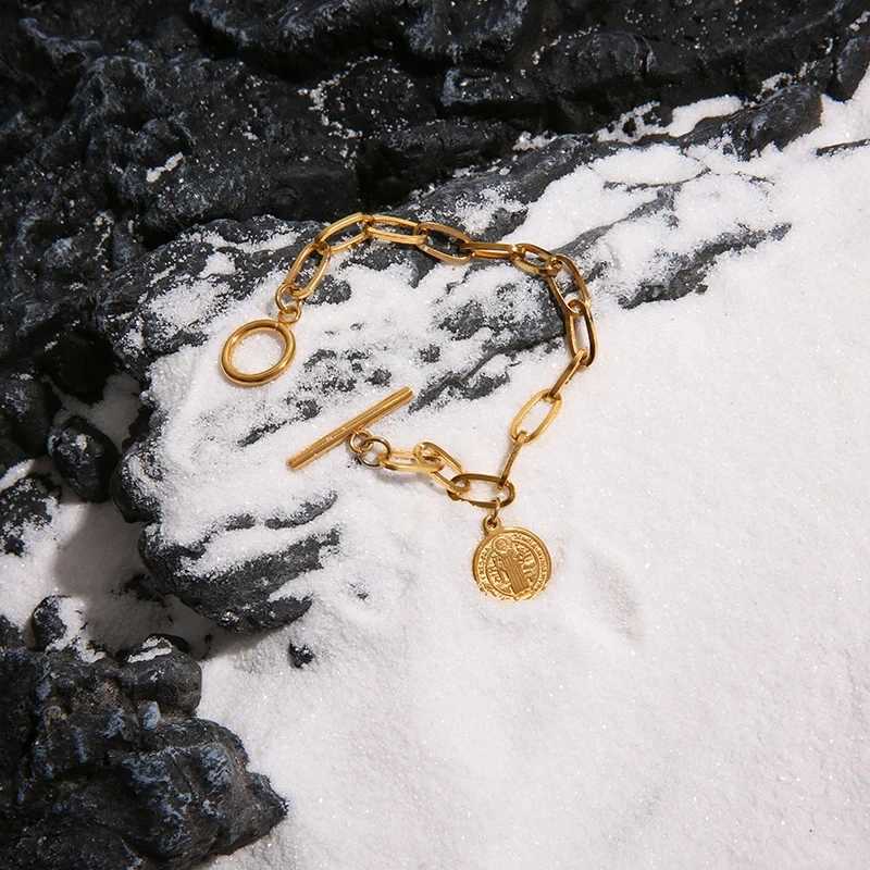 Stainless Steel San Benito Medal Bracelets For Wen Gold/Silver Color Metal Saint St Beict Bracelet Toggle Bracelet X250129
