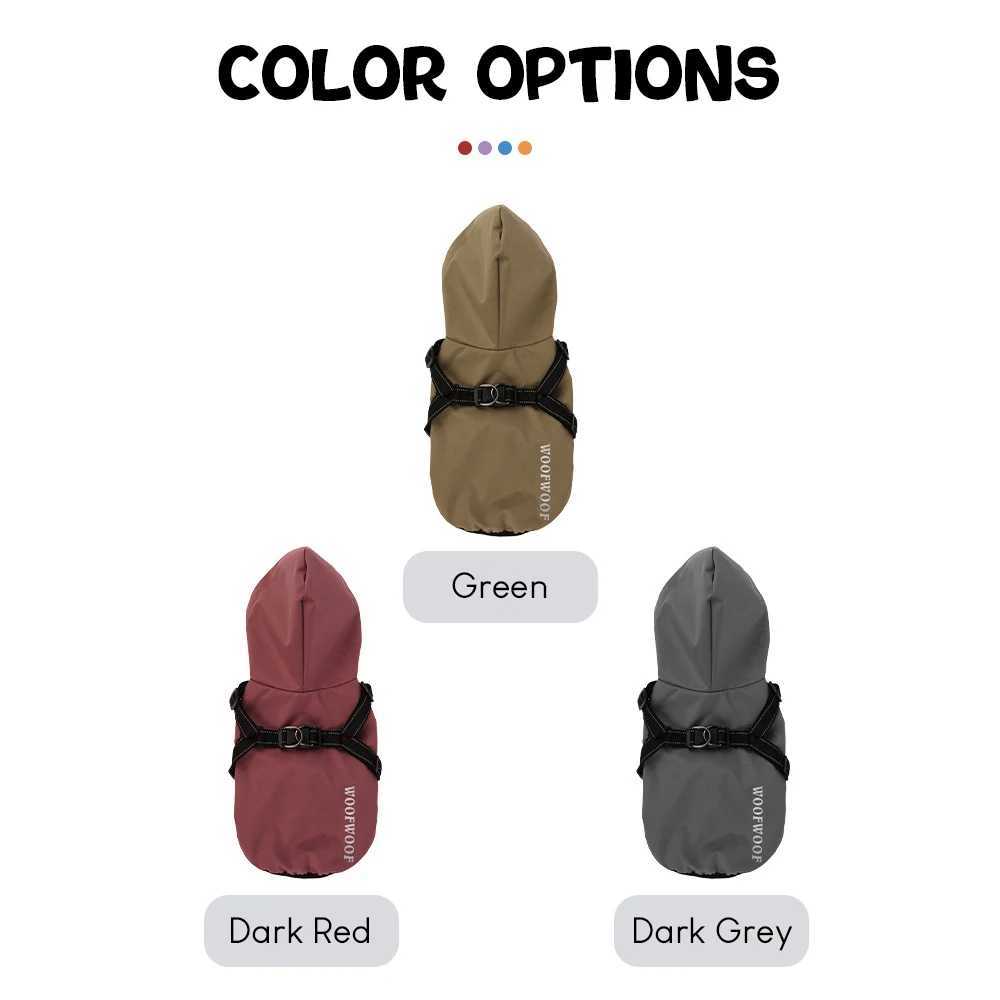 Reflective Four-Legged Monochrome Jacket for Pets Raincoat with Hood Puppy Clothes Small and Medium Dogs Cats OutwearXJ250121