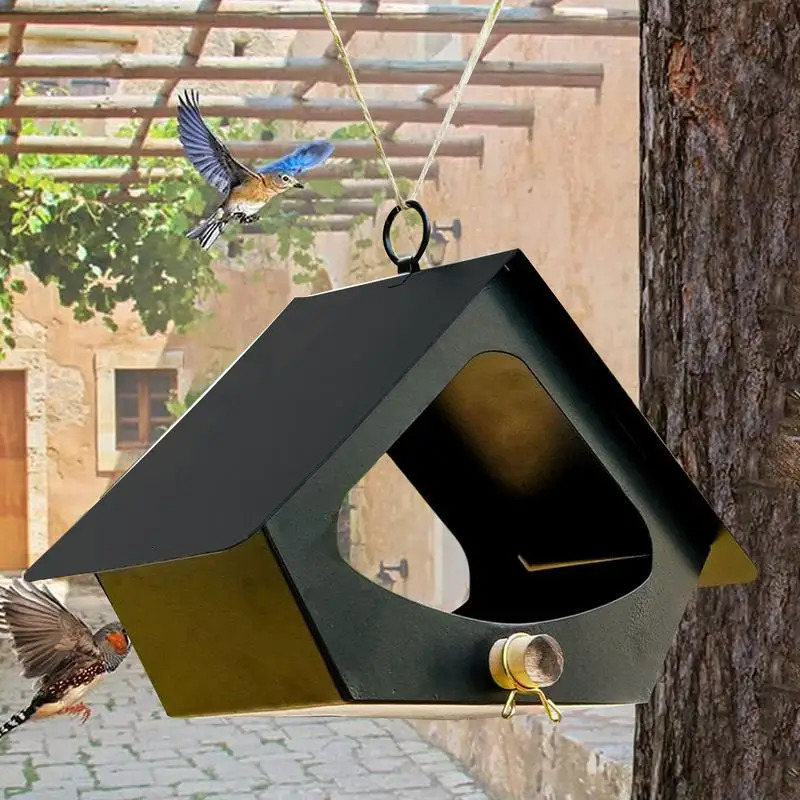 Metal Iron House Bird Feeder Outdoor Birds House Hanging Feeding Station Food Container For Garden Park 250121