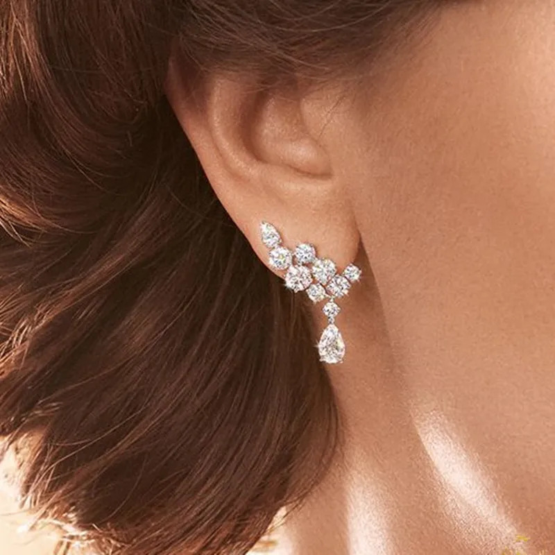 CAOSHI Graceful Pendant Earrings for Women Fashion Lady Wedding Ceremony Accessories with Zirconia Chic Jewelry 250120