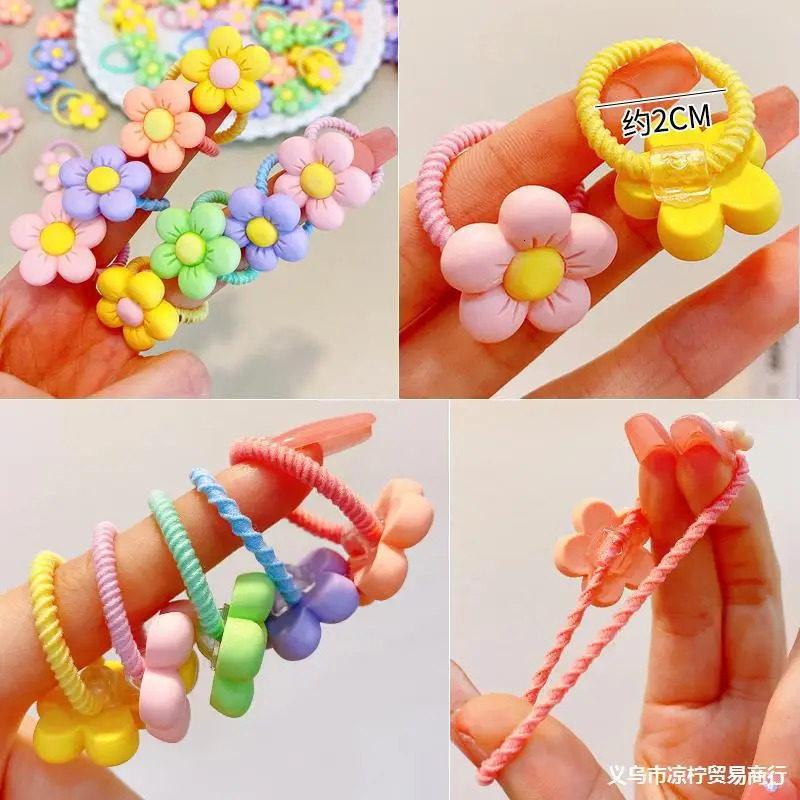 30pcs Childrens Hair Circles Small Size Girl Cute Flower Non Harmful High Elastic Headband Baby Tied Little Jiujiu Rub 250117