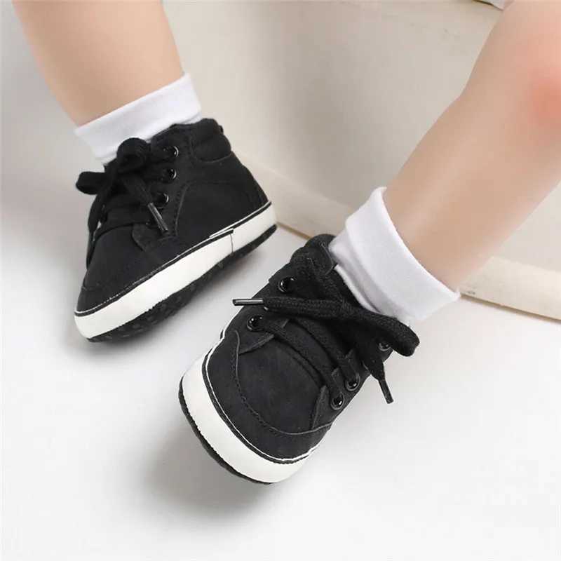 Newborn Baby Boy Girl Soft Sole Crib Shoes Solid Causal Frenulum Anti-slip Sneakers Prewalker Shoes X250129