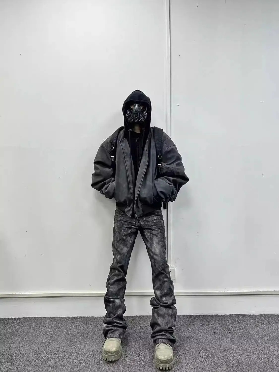 American Fashion Trend Punk Double Fake Two Piece Jacket and Coat Men Street Y2K Hip Hop Bomber Jacket Unisex Leather Jacket 250120