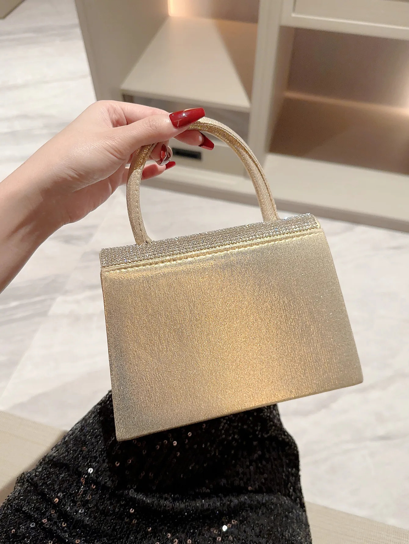 Womens Pleated Sparkling Evening Bag Flap Dress Bag Evening Bag Party Bag Prom Bag Wedding Bag Clutch Bag 250118