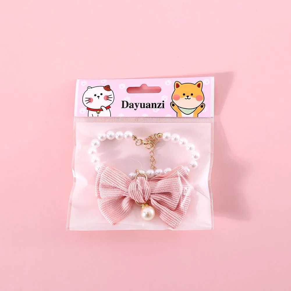 Cute Pearl Cat Collar Small Dog Collar Adjustable Rhinestone Necklaces Wedding Bow Collar for Small Dogs Pet Kitten Accessories X250129