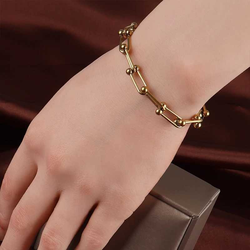 18k Gold Plated Stainless Steel Pendant Bracelet Wen Fashion 316L Bracelets Layer Chain Charm Bracelets Jewelry Gifts X250129