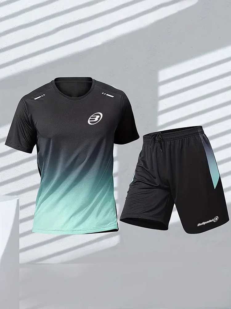 Bullpadel Mens Sports T-shirt and shorts Summer Soccer Training Badminton Sport Short mens Tennis sport Short sleeve top X250129