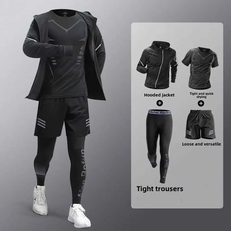 Mens fitness running set fast drying professional morning marathon training outdoor activities mens sportswear set X250129