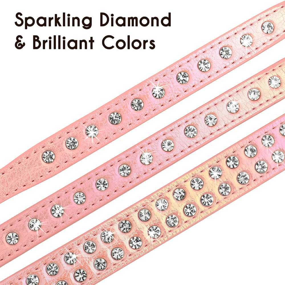 Crystal Small Dog Collar Leather Rhinestone Pet Dogs Collar Padded Puppy Cat Collars Adjustable for Small Dogs Chihuahua X250129