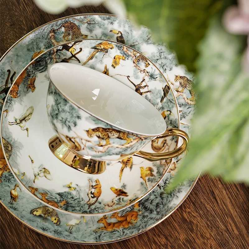 Bone China Dinner Plates X250129 S2566 12110 New Style Animal Tableware Plate Forest Leopard Dishes And Sets