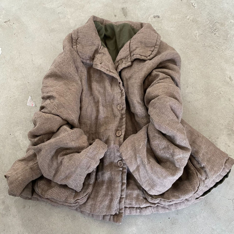Women's Autumn Winter 2024 New Korean Vintage Style Loose Fit Women Blazer Cardigan Jacket Cotton En Warm Clothing
