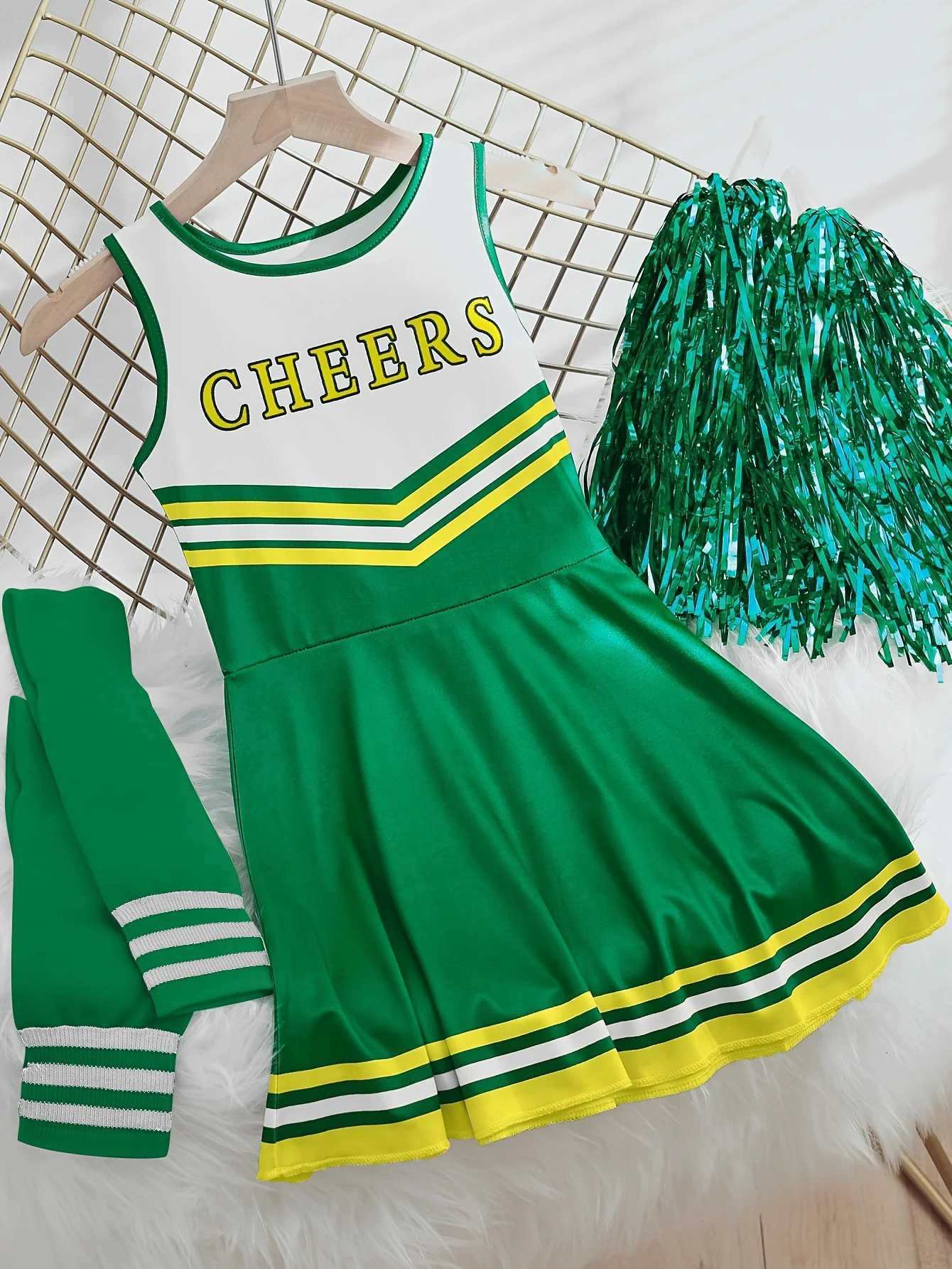 Cheerleader Set Kids Girls Dresses Cute Homecoming Season Performance Costumes Christmas Day Party Bash CostumesW250121