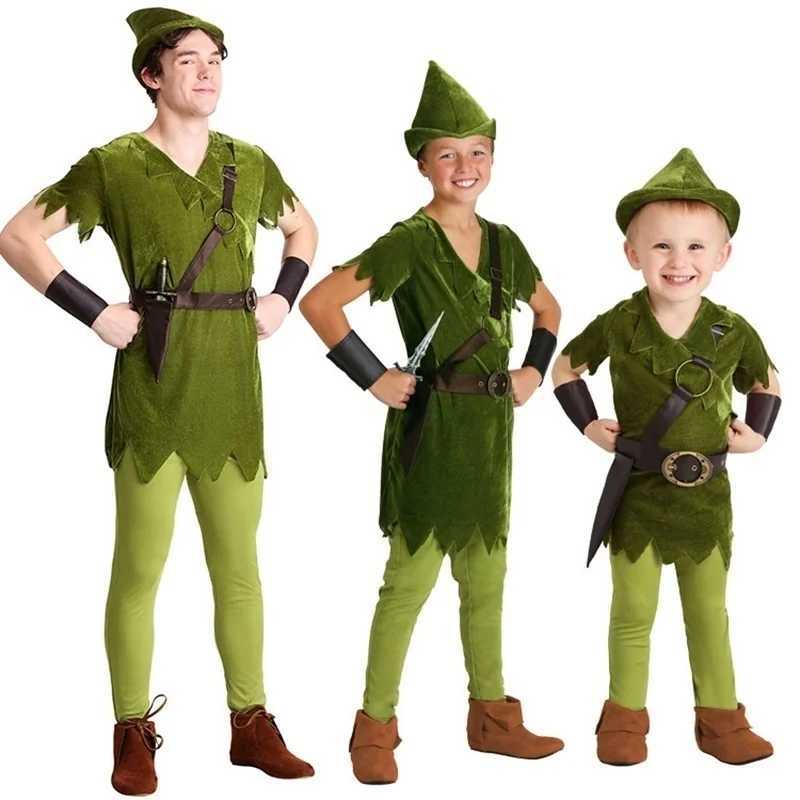 Halloween Party Role Playing Peter Pan Costume Childrens Cartoon Movie Costume Adult Girl Boy Peter Pan Costume W250117