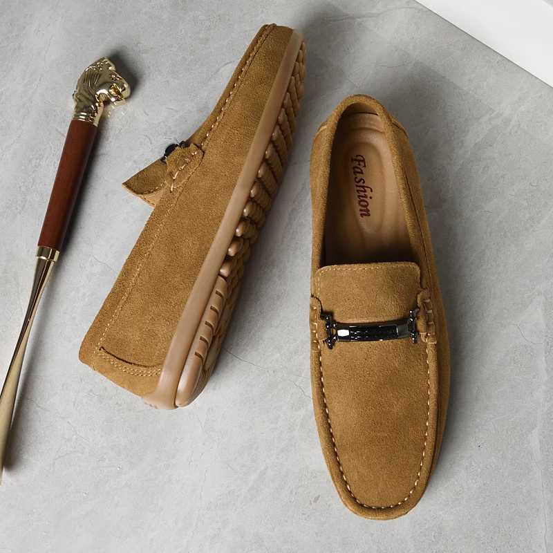 Suede Leather Man Loafers Luxury Casual Shoes for Men Comfy Handmade Boat Flats Slip Driving Shoes Leisure Walk MaleXJ250118