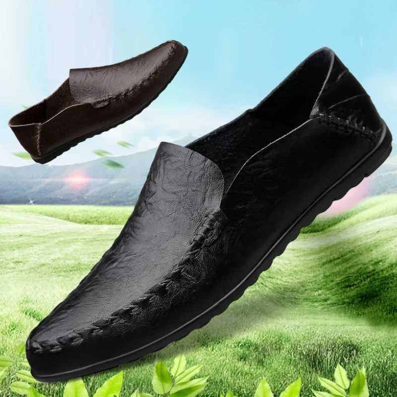 2025 Brand Genuine Leather Men Shoes Soft Loafers Men Flats Comfy Boat ShoesXJ250118