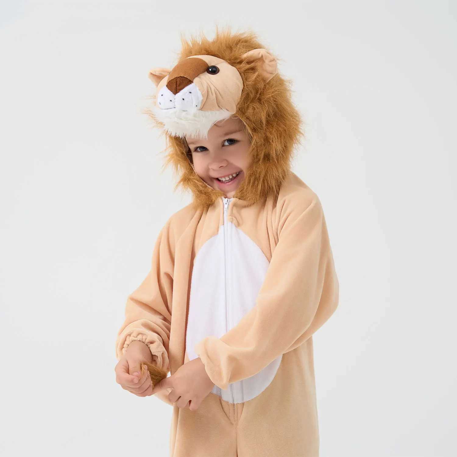 Order Toddler Kids Child Animals King Lion Costume for Boys 2-4Y 4-6Y 6-8Y Hoodie Jumpsuit Velvet High Quality Update Version W250117