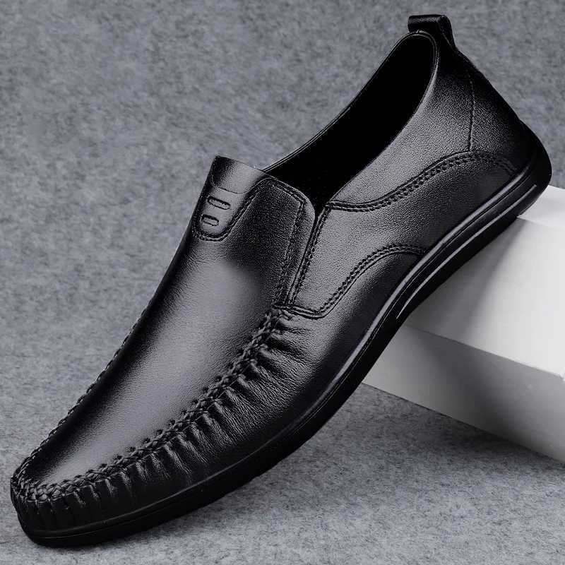 Genuine Leather Men Shoes High Quality Formal Casual Mens Loafers Soft Breathable Slip Boat Shoes Driving ShoesXJ250118