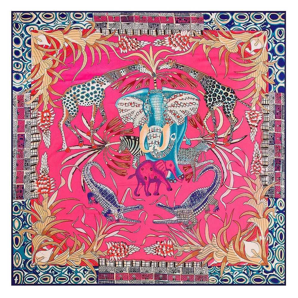 POBING Luxury Brand Twill Silk Scarf Animals Printed Square Scarf New Design Print Kerchief Woman Neck Shl Wrs Fabric W250118