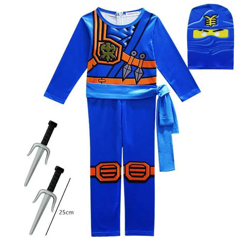 Kids Leg Ninja Cosplay Superhero Jumpsuit Kids Anime Ninja Costume Fancy Party Dress Carnival Halloween Costume with Toy Fork W250117