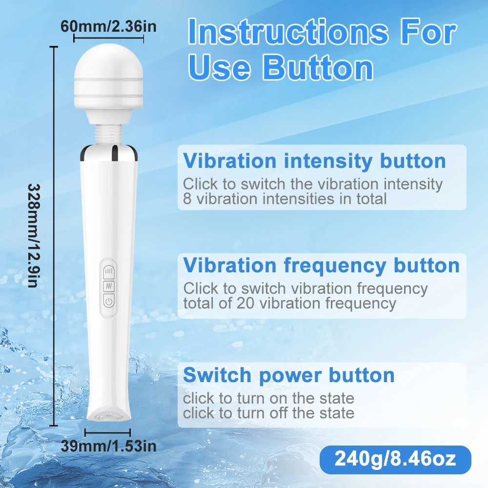 Huge Magic Wand Vibrators for Women USB Charge G Spot Massager Clitoris Stimulator Big AV Stick for Female Adult 18 Sex Toys W250117