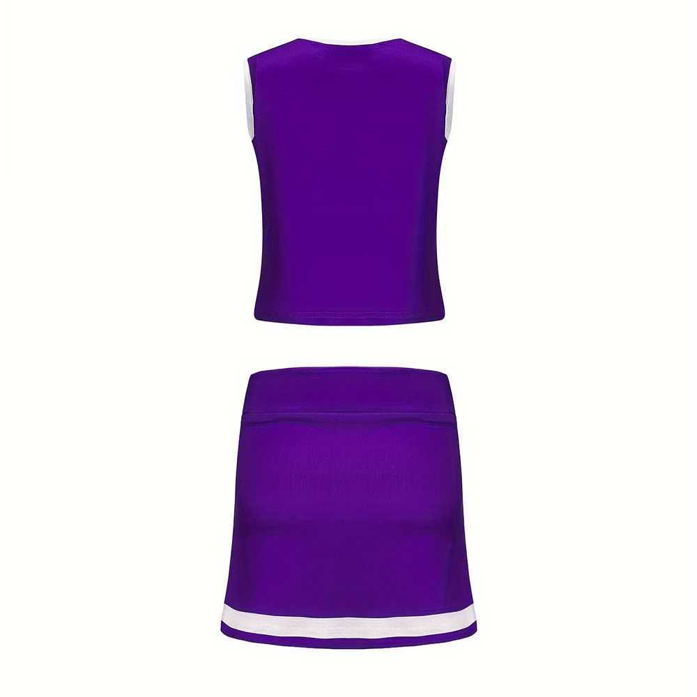 Cheerleader Costume Girl Kids Cheerleading Costumes Dance Uniform Cheerlead Outfit Sleeveless Crop Top Skirt School DancewearW250121