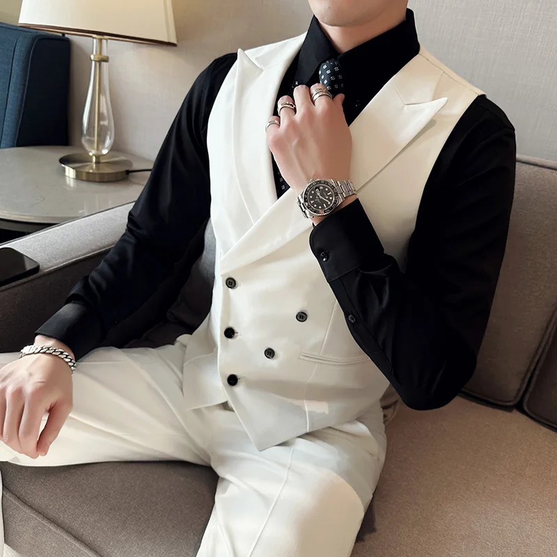 2023 Clothing Men Spring High Quality Double Breasted Blazers VestMale Slim Fit Casual Suit Vest Sizing Up S4XL 250114