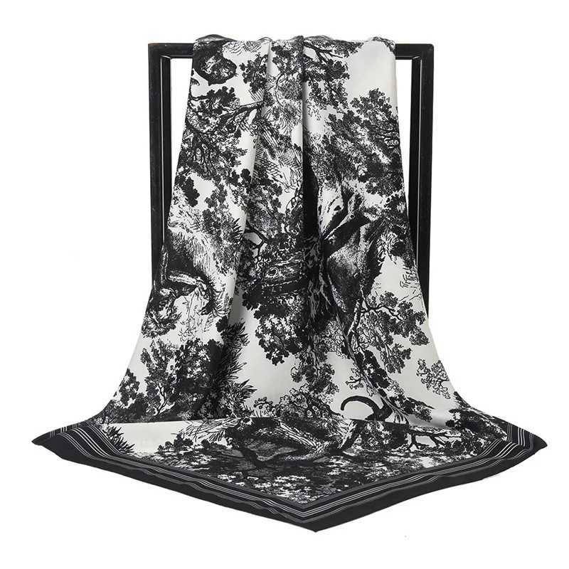90*90cm Luxury Brand Silk Square Scarf Hijab Women Bandana Soft Scarves Neckerchief Ladies Hair Shl Wr Headband W250118