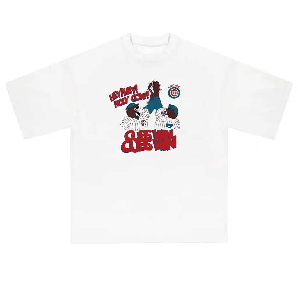 Fashionable Korean casual retro printed cartoon T shirt for men y2k personalized cotton street hip hop couple half sleeved top W250117
