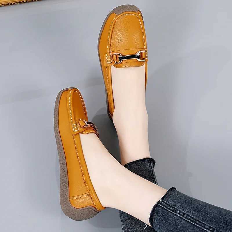 Slip- Loafers Female Boat Shoes 2024 New Spring /autumn Women Flats Genuine Leather Woman Casual Shoes Big SizeXJ250118