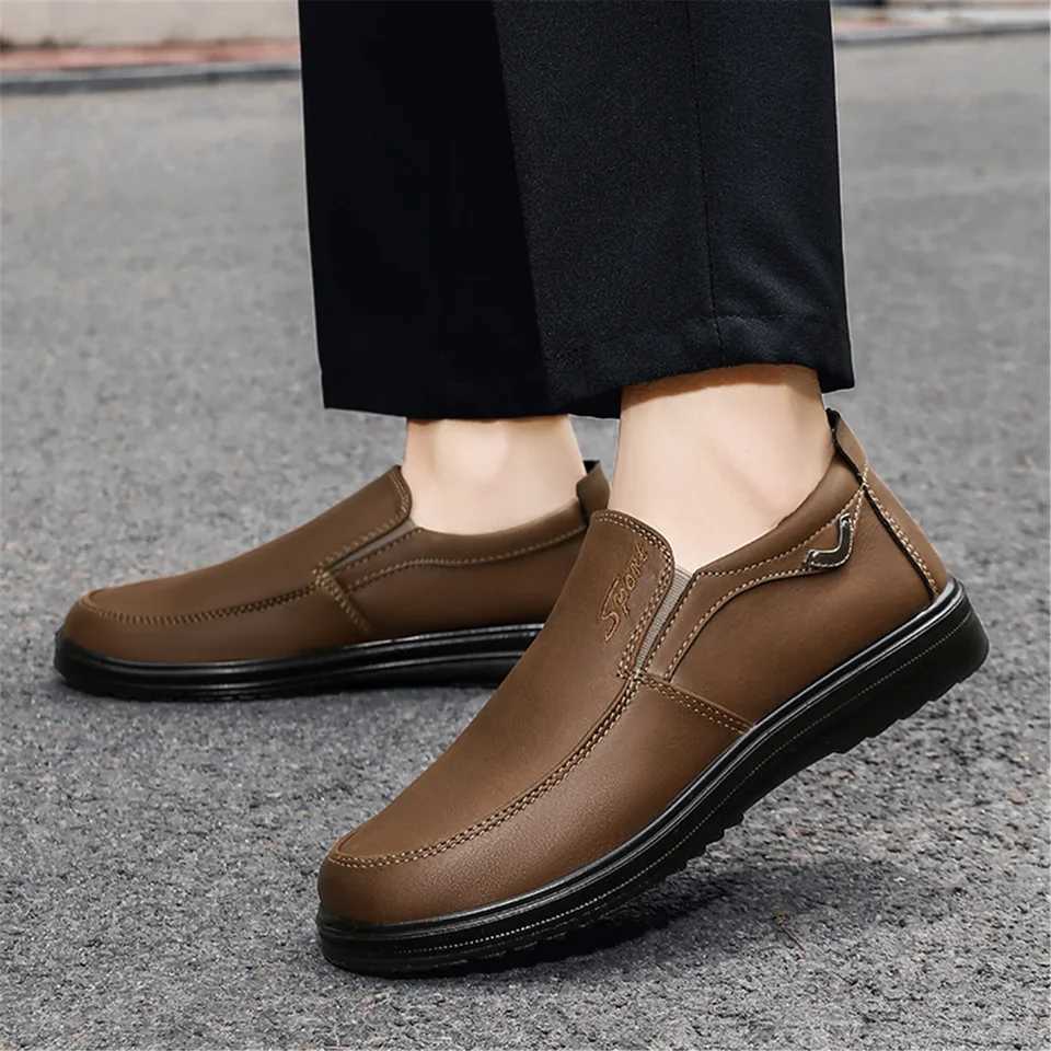 Mens Lightweight Durable Slip-s Antiskid Leather Casual Shoes for All Seass Leather Loafers for Casual Fiable OuttingsXJ250118