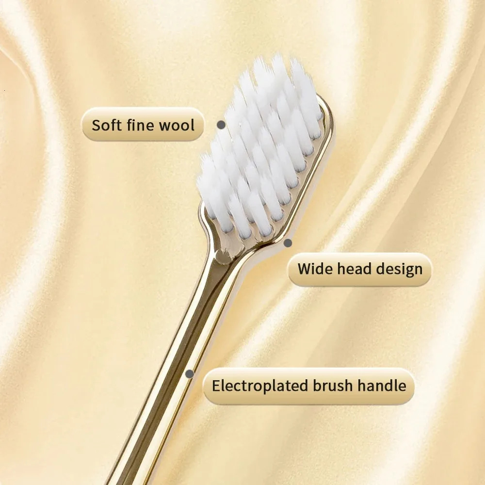 Soft Toothbrush Men Women Adult Tooth Brush Gold Silver Dental Brushes Elegance Gentle Toothbrushes Drop 250115