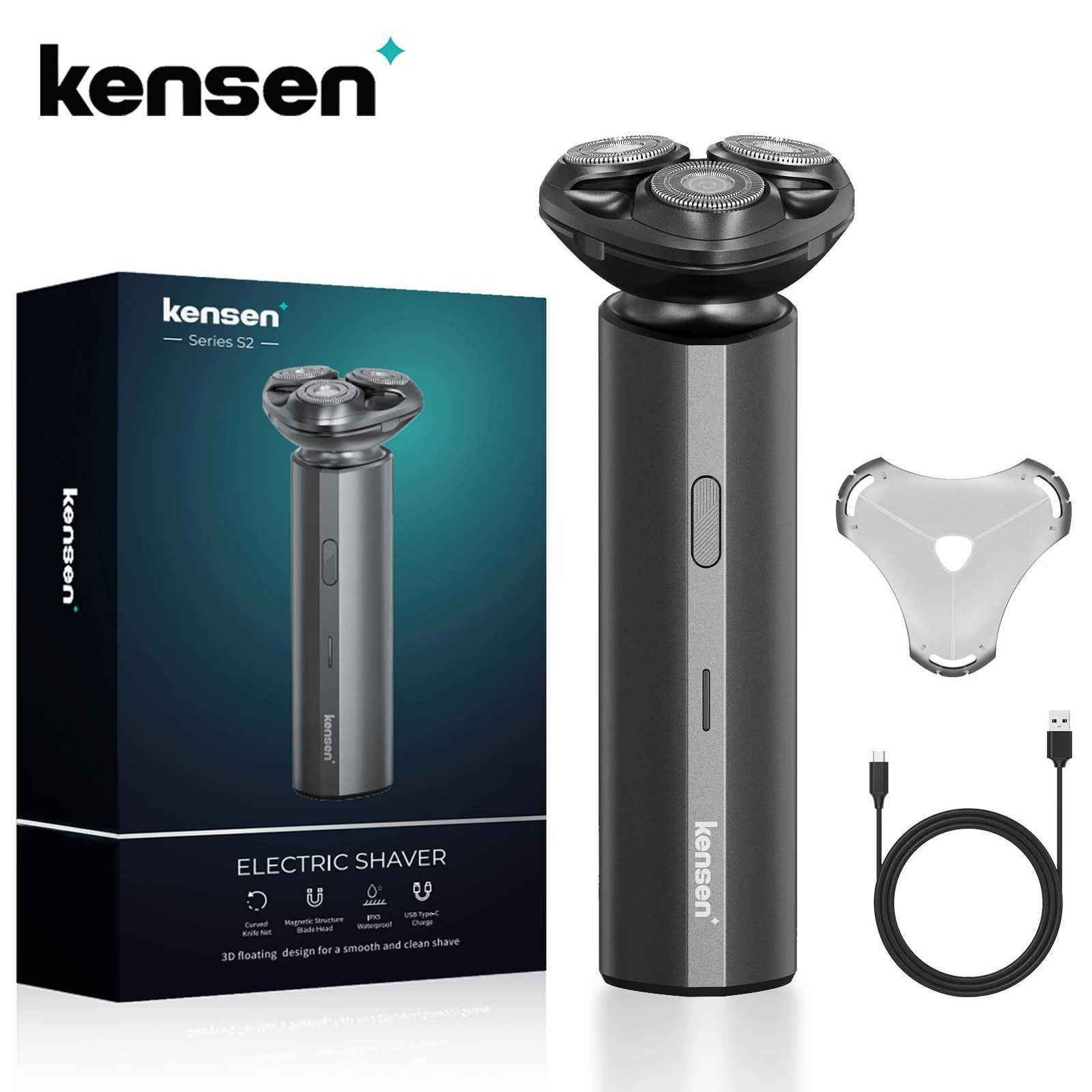 Kenson mens electric shaver rechargeable 3D floating magnetic cutter washable beard trimming shaver mens shaverW250117